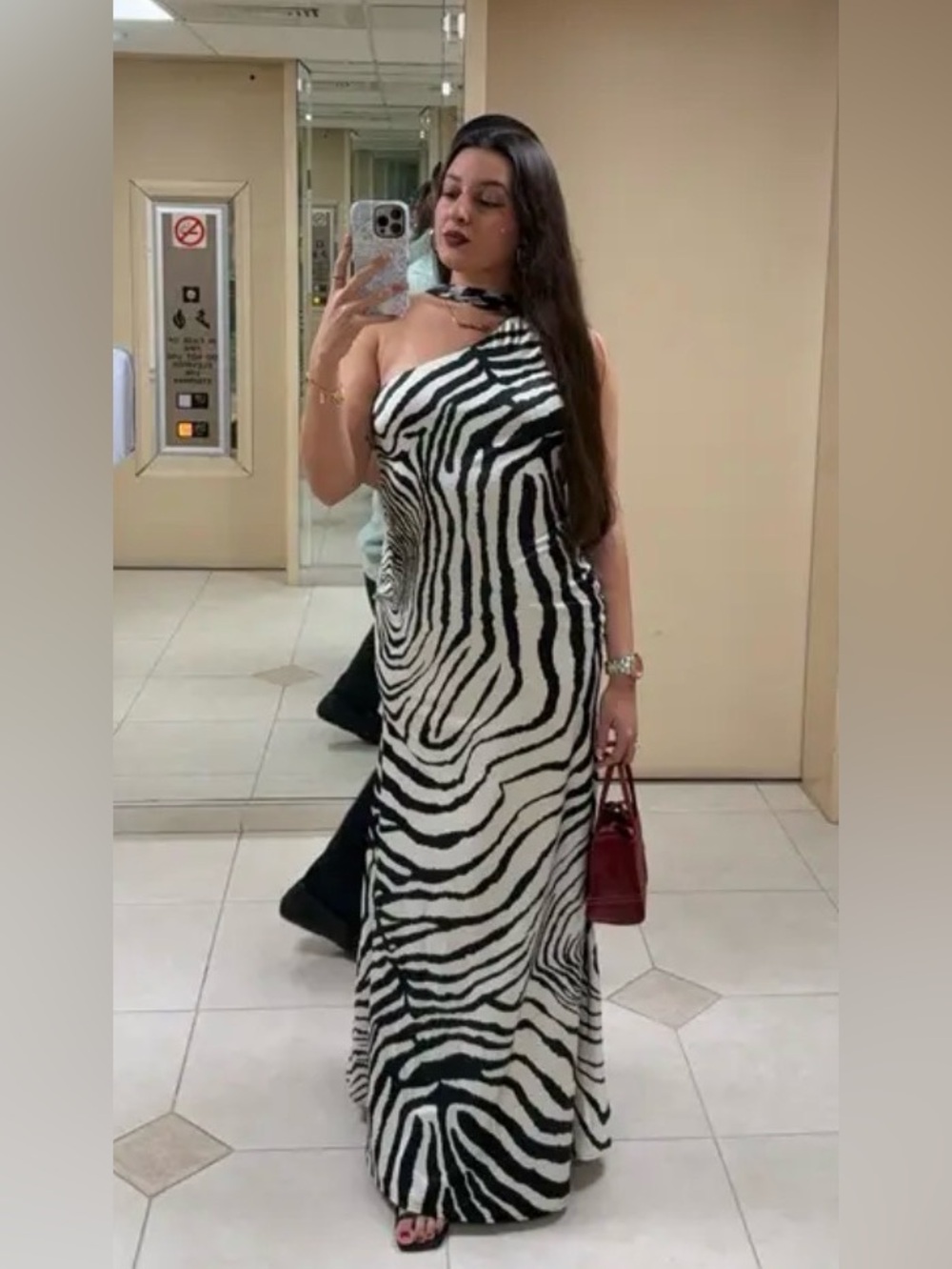 DELFI Collective Nairobi Gown One Shoulder Zebra Print Maxi size Medium - Picture 9 of 15
